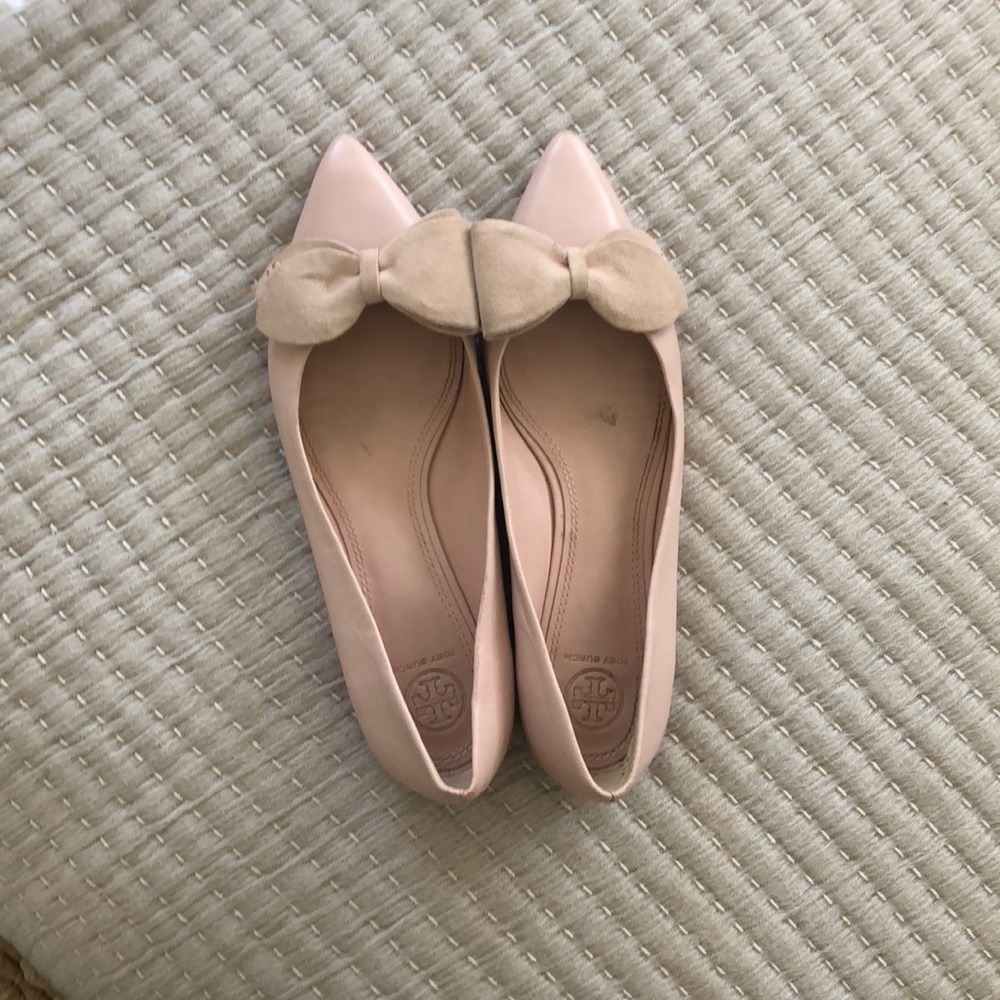 Tori Burch pink flats with bows